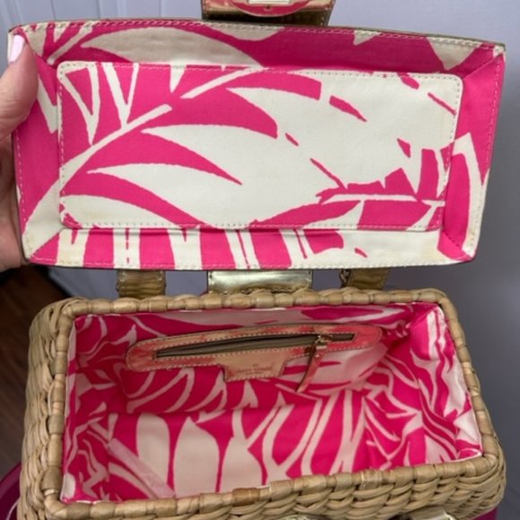 Kate Spade Natural Wicker & Gold Leather Picnic Basket Handbag - Picture 6 of 6